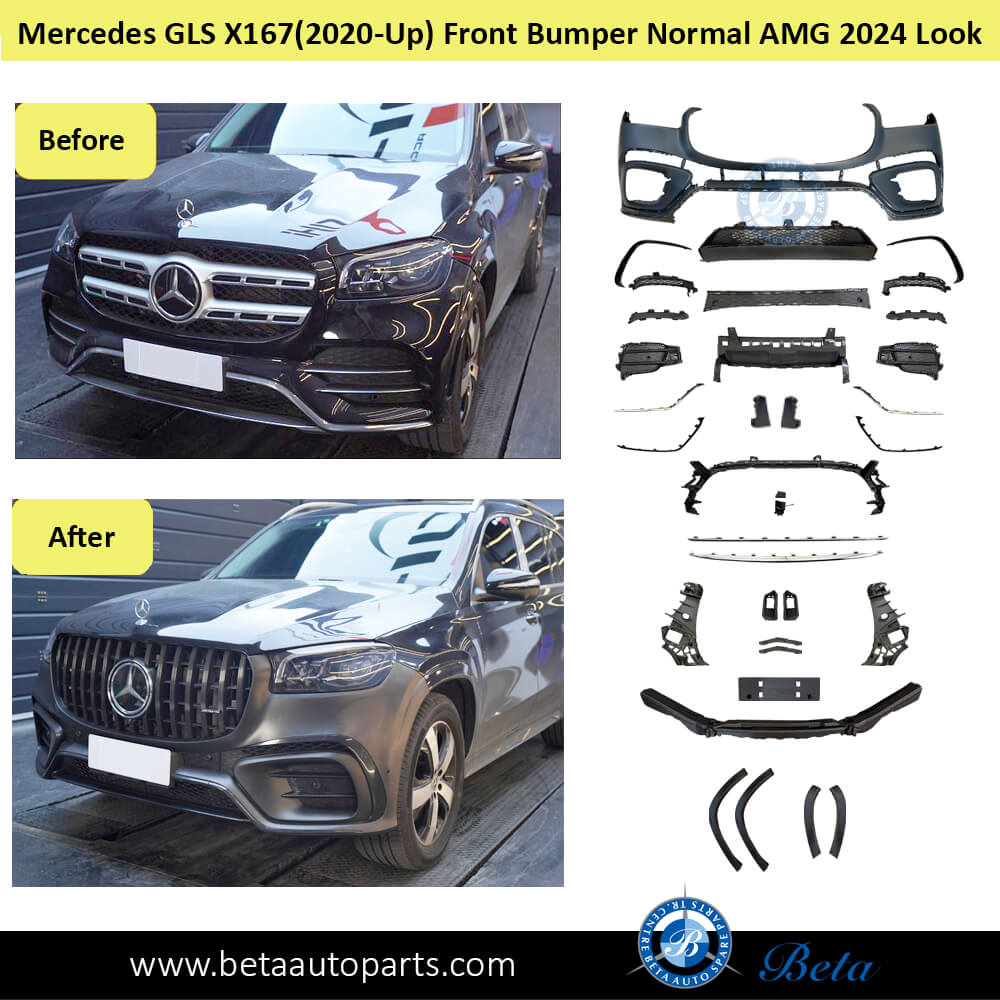 Mercedes GLS-Class X167 (2020-Up), Front Bumper Normal AMG with Park Assist 2024 Look, China, 1678850211 Mercedes GLS-Class X167 (2020-Up), Front Bumper Normal AMG with Park Assist 2024 Look, China, 1678850211